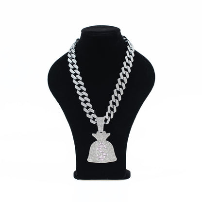 Ice Money Bag Cuban Silver  Chain