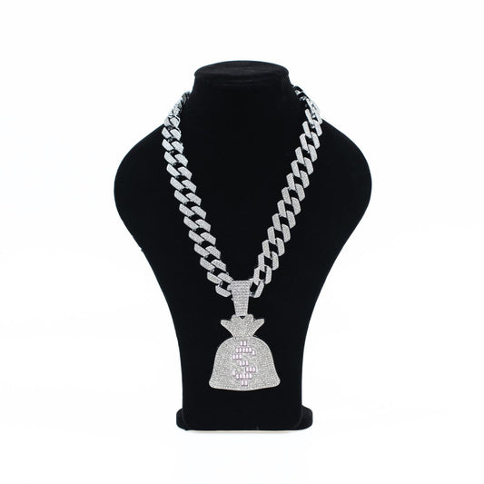 Ice Money Bag Cuban Silver  Chain