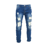 Men's Navy Blue Denim Ripped Jeans