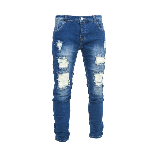 Dark blue orders denim ripped jeans