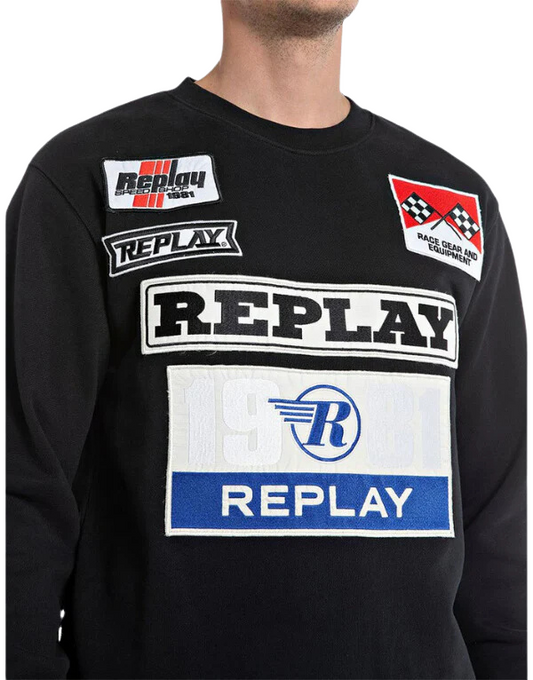 Men's black Replay Crewneck Sweatshirt