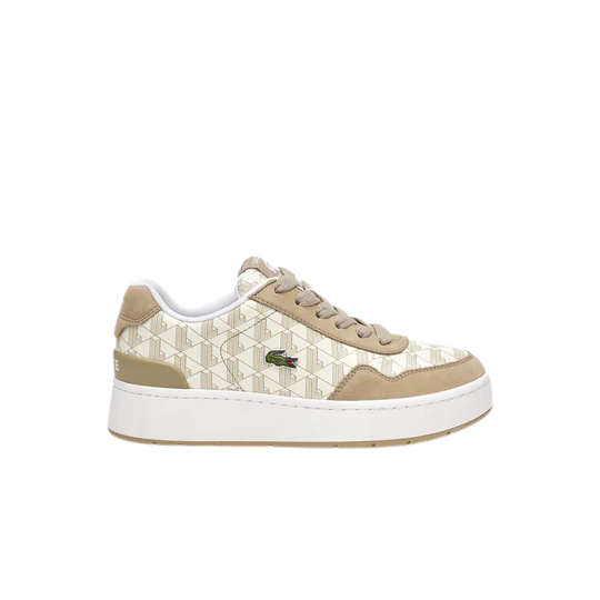 Beige Lacoste Ace Clip Leather Monogram Sneakers