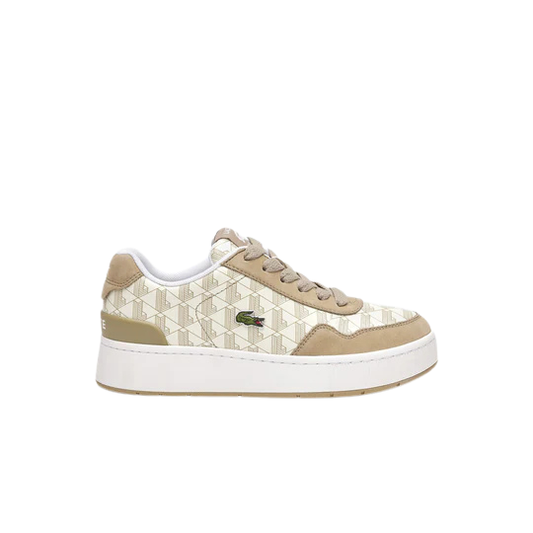 Beige Lacoste Ace Clip Leather Monogram Sneakers