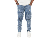 Men's Ripped Distressed Cargo Jeans