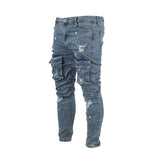 Men's Ripped Distressed Cargo Jeans