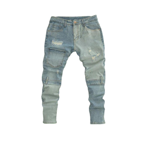 Men's Denim Patchwork Jeans