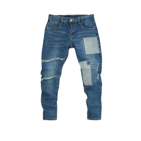 Men's  FOG Vintage Patchwork Distressed Straight-Leg Denim Jeans