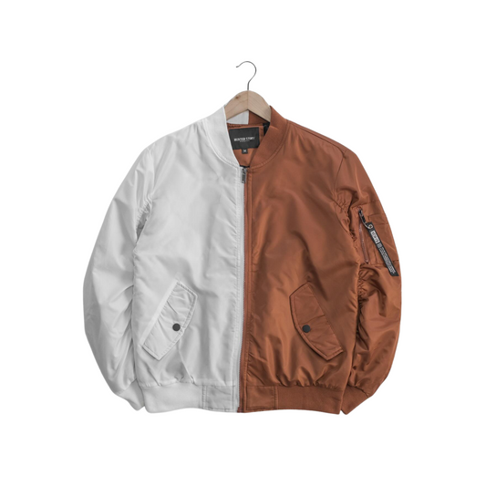 white/orange Men's Dual-Tone Bomber Winter Jackets 