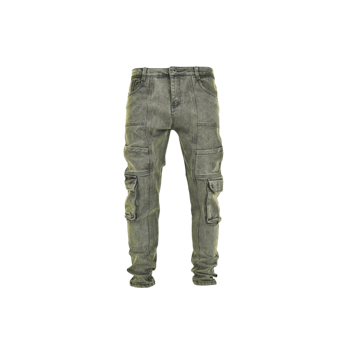 Men's Stone Fade Tactical Cargo Denim Jeans