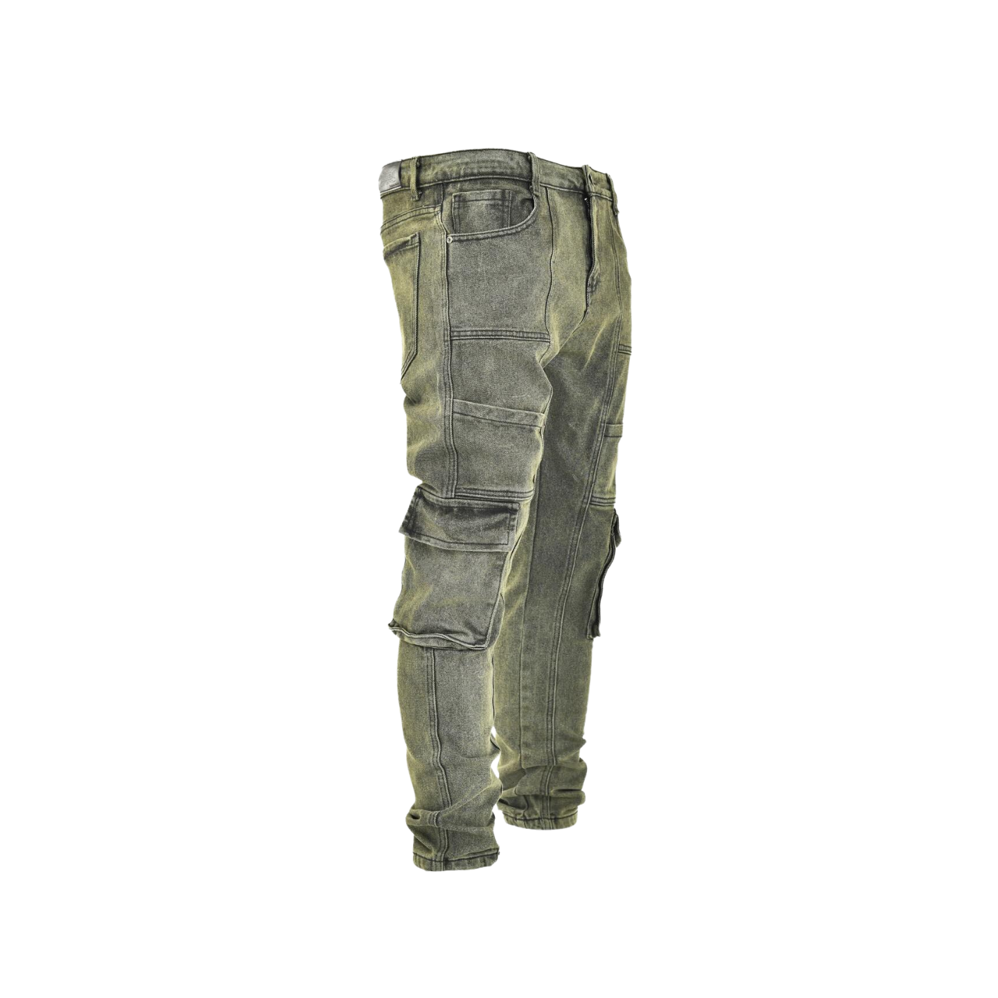 Men's Stone Fade Tactical Cargo Denim Jeans