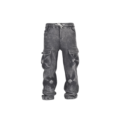 Black distressed cargo pants 