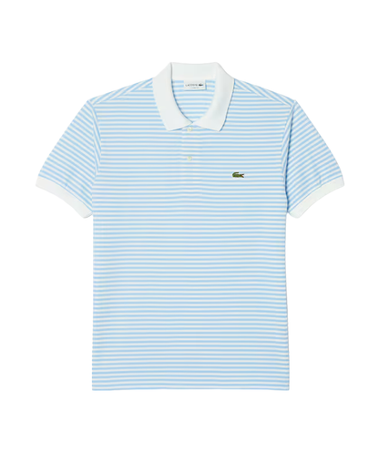 Men's baby blue Classic Striped Cotton Polo Shirt