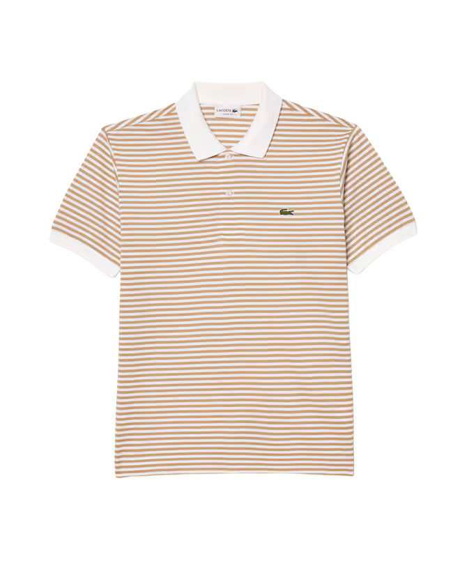 Men's Beige Lacoste Classic Striped Cotton Polo Shirt