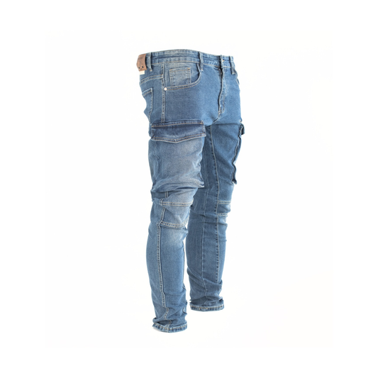 Light Blue Stacked Cargo Denim Jeans