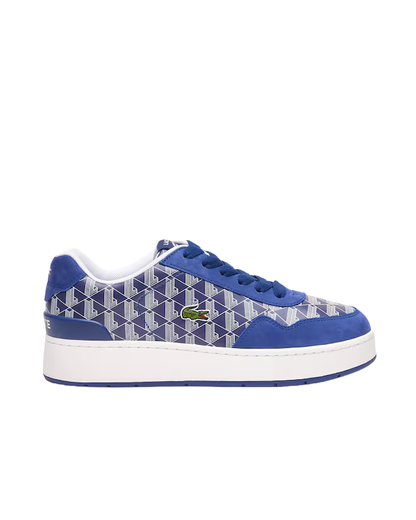 Blue and white Men's Ace Clip Leather Monogram Sneakers
