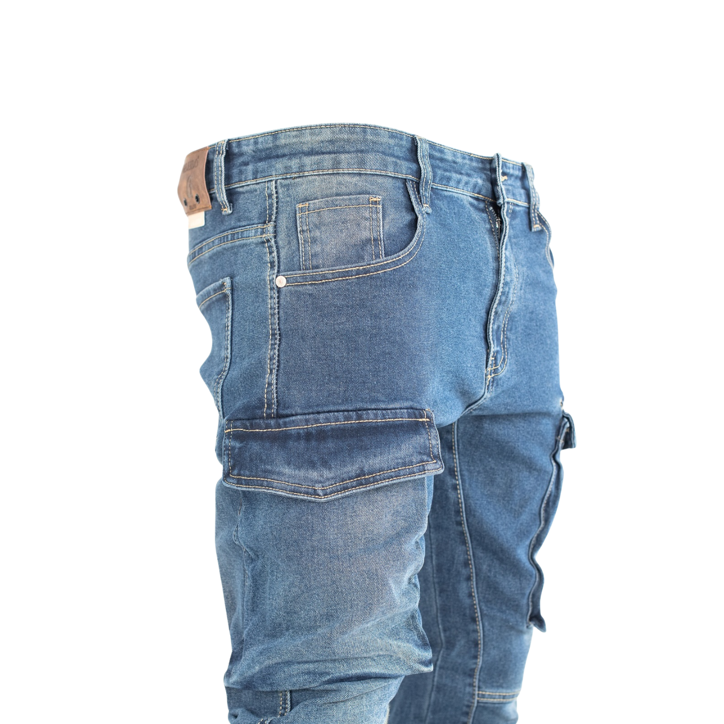 Light Blue Stacked Cargo Denim Jeans