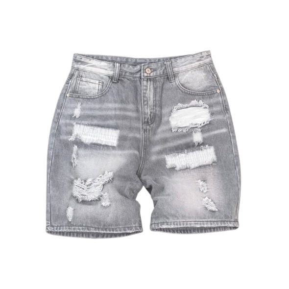 Concrete Ripped Denim Shorts