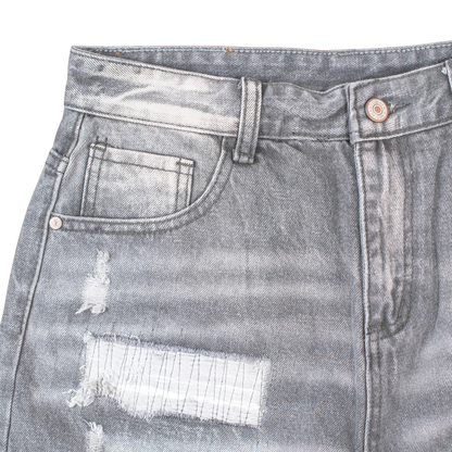 Concrete Ripped Denim Shorts