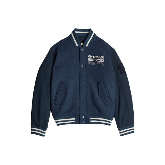 Navy blue Men's Varsity Wool Bomber Jacket