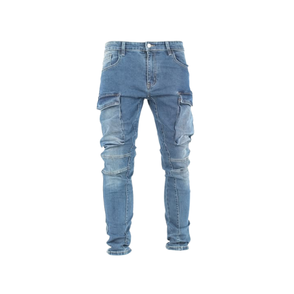 Light Blue Stacked Cargo Denim Jeans