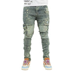 Men's Distressed Cargo Denim Jeans