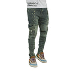 Men's Distressed Cargo Denim Jeans