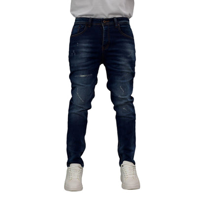 Men's Cuffed Distressed Denim Jeans