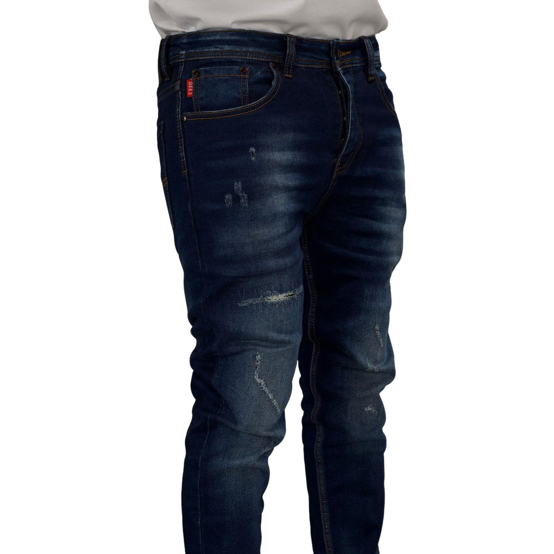 Men's Cuffed Distressed Denim Jeans