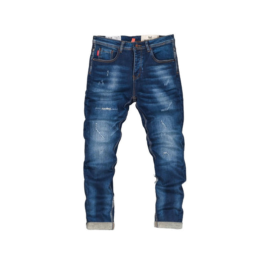 Men's Cuffed Distressed Denim Jeans 