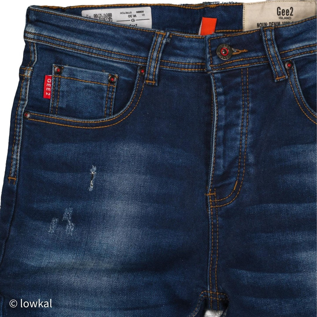 Men's Cuffed Distressed Denim Jeans