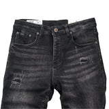 Men's Black Distressed Denim