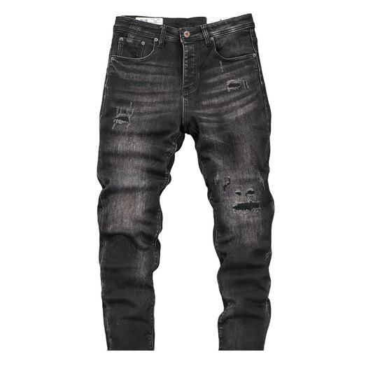 Men's Black Distressed Denim