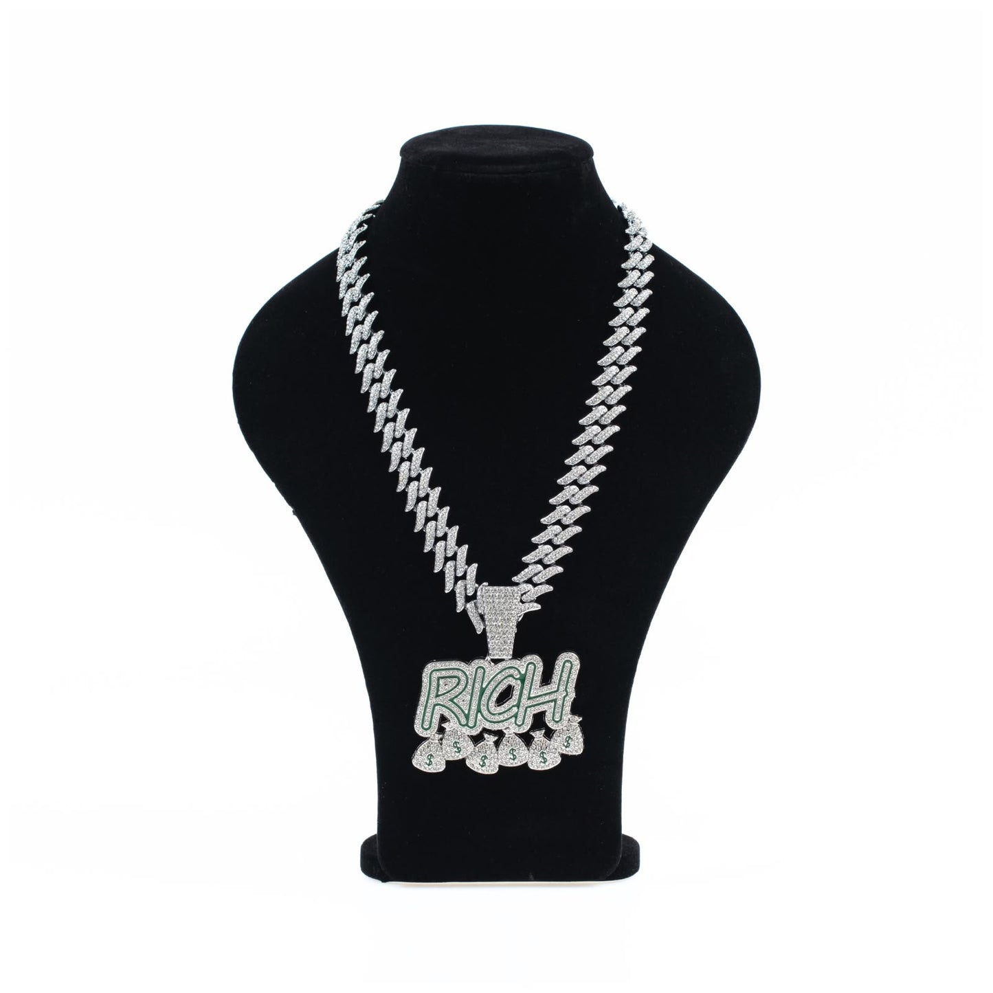 RICH Cuban Link Pendant Silver Necklace