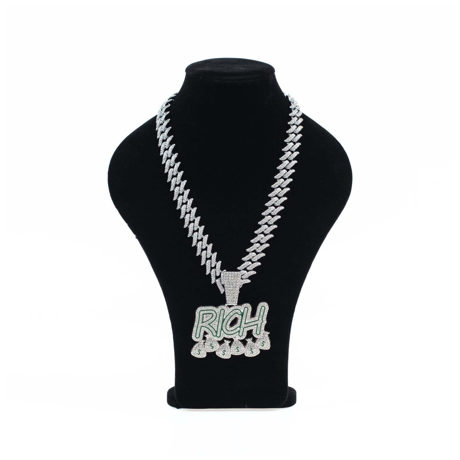 RICH Cuban Link Pendant Silver Necklace