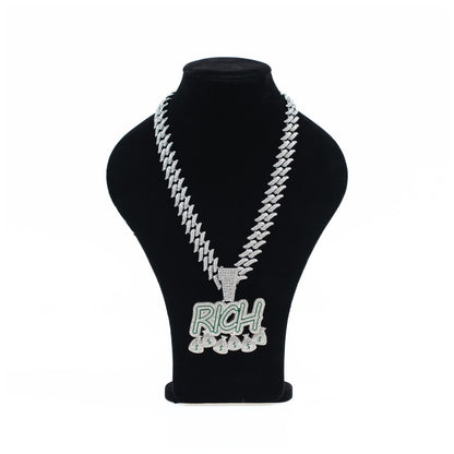 RICH Cuban Link Pendant Silver Necklace