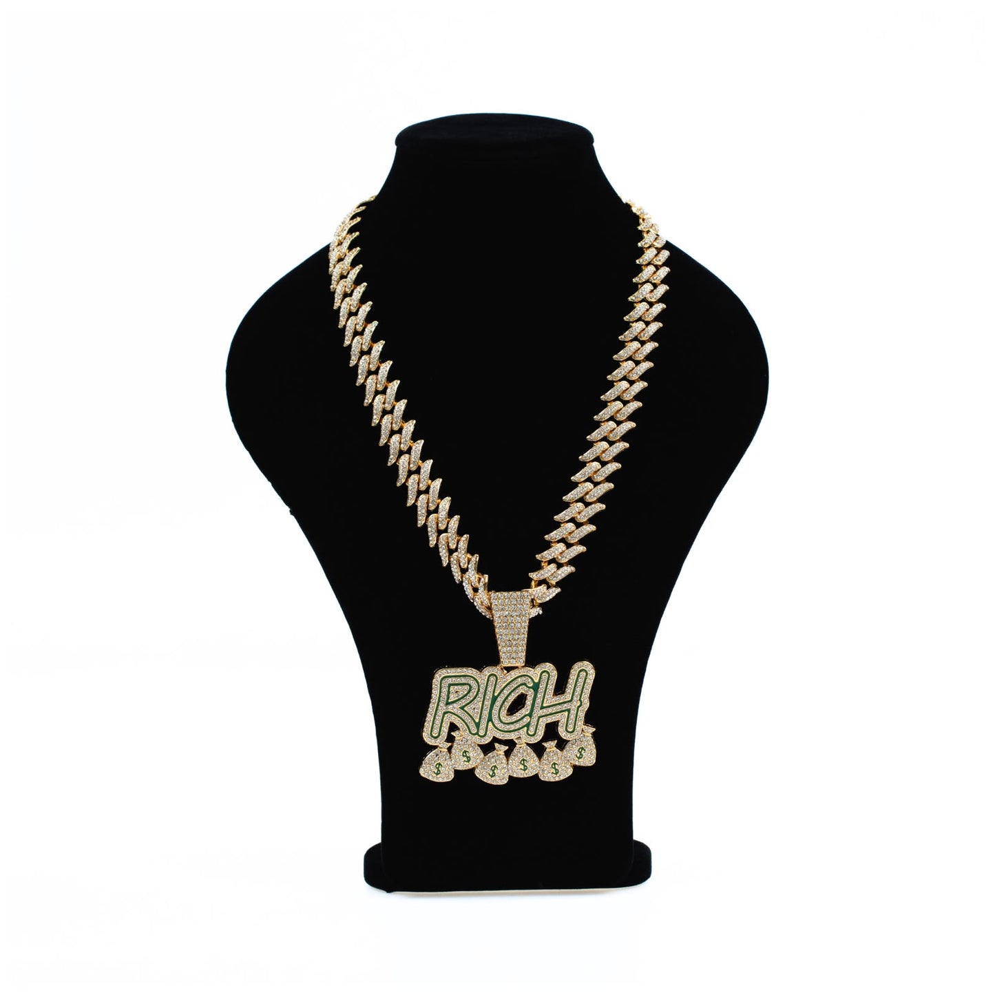 RICH Cuban Link Pendant Gold Necklace