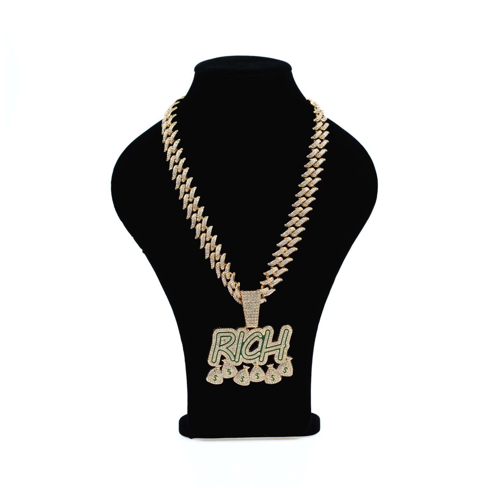 RICH Cuban Link Pendant Gold Necklace