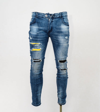  Denim Ripped Jeans navy blue