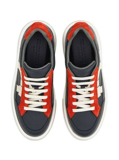 Ferragamo 'cassina' Red/Black Leather Blend Sneakers