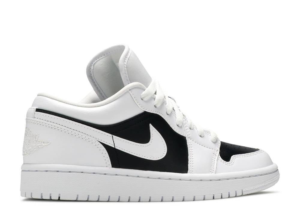 black and white Nike Air Jordan 1 low shoes