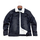 black wool collar denim jacket